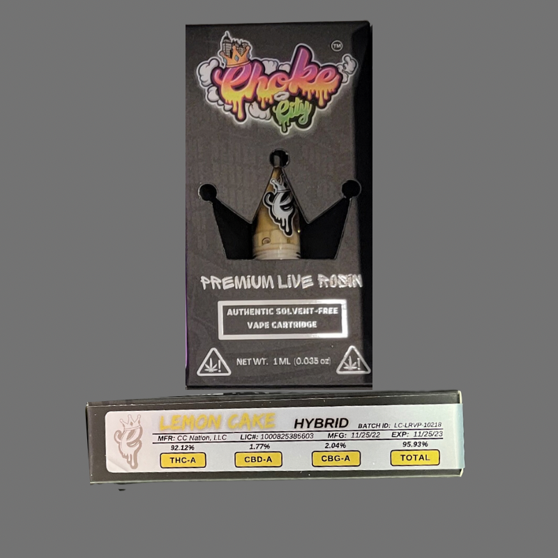 Choke City Vape Cartridges (1 Gram) Premium Live Rosin Simply CBD LLC