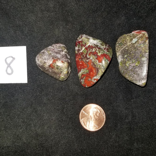 Dragon Bloodstone Jasper Tumbled Polished Stones 60gram TRIO Courage Strength (DRBL8) Simply CBD LLC