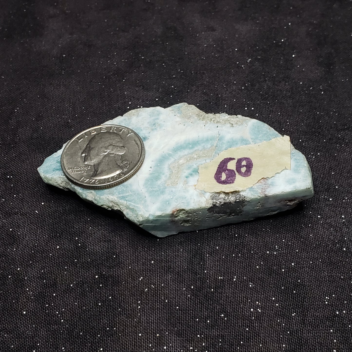 Larimar Stunning Lapidary Stone 3" x 1.75" Raw Natural 57g Dominican Republic LAR60 Simply CBD LLC